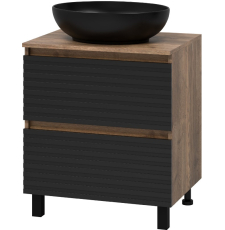 Тумба для умывальника Brevita Dakota 60 напольная, 2 ящ., дуб галифакс олово/черный