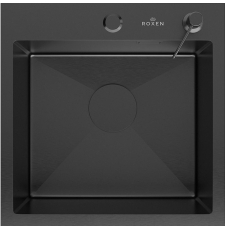 Мойка для кухни Roxen Simple PVD 50x48, врезная, с коландером, дозатором, графит Мойка для кухни Roxen Simple PVD 50x48, врезная, с коландером, дозатором, графит