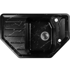 Мойка для кухни Wisent WE08-11 78x48.5, врезная, угловая, мрамор черно-белый