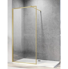Душевая стенка-перегородка Veconi KR-81G 90x200, прозр.\браш. золото