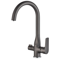 Смеситель для кухни Haiba HB533-3 HB76533-3 с фильтром для питьевой воды, пепельный