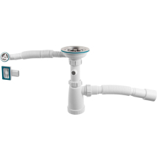 Сифон для кухонной мойки AV Engineering AVE129670, 3 1/2", 2 перелива, латунный винт, хром, ЦИ-5216693936