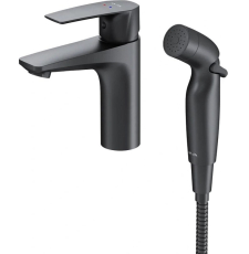 Смеситель для умывальника AM.PM Gem F90A03022 с гигиеническим душем, черный