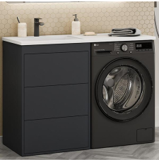 Тумба под стиральную машину Brevita Grafit 60 для умывальника 120, 3 ящ., графит