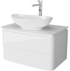 Тумба для умывальника Velvex Luna 80 подвесная, 2 ящ., белый глянец/дуб