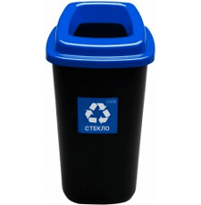 Мусорное ведро Plafor Sort Bin 680-03 для раздельного сбора, 45 л, синий\стекло