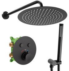 Встроенная душевая система Rea Miler Black Matt P6713 с термостатом, черный матовый