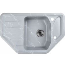 Мойка для кухни Wisent WE08-17 78x48.5, врезная, угловая, мрамор серо-белый