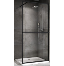 Душевая перегородка Abber Immer Offen Walk-In 90x200, прозр.\черн. с полотенцедержателем
