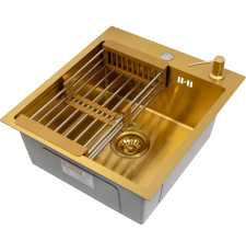 Мойка для кухни Arfeka Eco Ar 45x50, врезная, с коландером CL и дозатором DS, gold