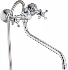 Смеситель для ванны Diadonna D226-65 с длинным изливом, настенный, с лейкой, хром