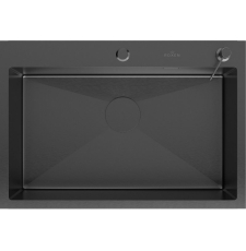 Мойка для кухни Roxen Simple PVD 70x48, врезная, с коландером, дозатором, графит Мойка для кухни Roxen Simple PVD 70x48, врезная, с коландером, дозатором, графит