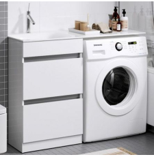 Тумба под стиральную машину Aqwella Forma 115 для умывальника, с ящиками, левая
