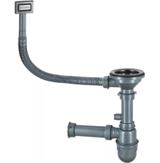 Сифон для кухонной мойки Paulmark Konz PM2022-GM 1 1/2" с прямоуг. переливом, вороненая сталь