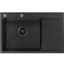 Мойка для кухни Arfeka Eco AR 78x50 L Black PVD Nano, под столешницу, черный матовый Мойка для кухни Arfeka Eco AR 78x50 L Black PVD Nano, под столешницу, черный матовый