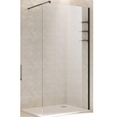 Душевая перегородка Adema Рибер Walk-In 90x195 блэк, прозр. рифленое\черный