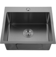 Мойка для кухни GranFest Metal GF-5045 50x45 врезная, с сифоном, PVD графит