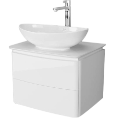 Тумба для умывальника Velvex Luna 60 подвесная, 2 ящ., белый глянец/дуб